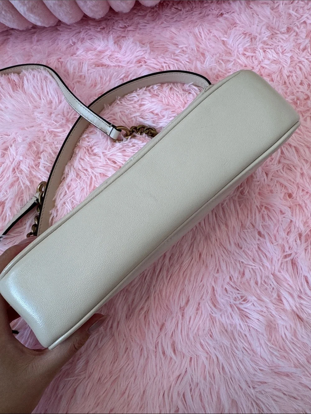 Tory Burch Cream Quilted Leather Crossbody with Gold Logo